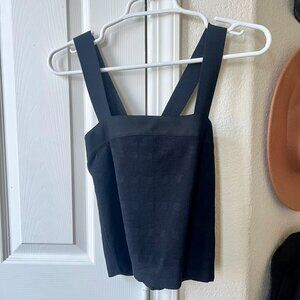 Good American Black Sculpting Knit Square Neck Tank Top